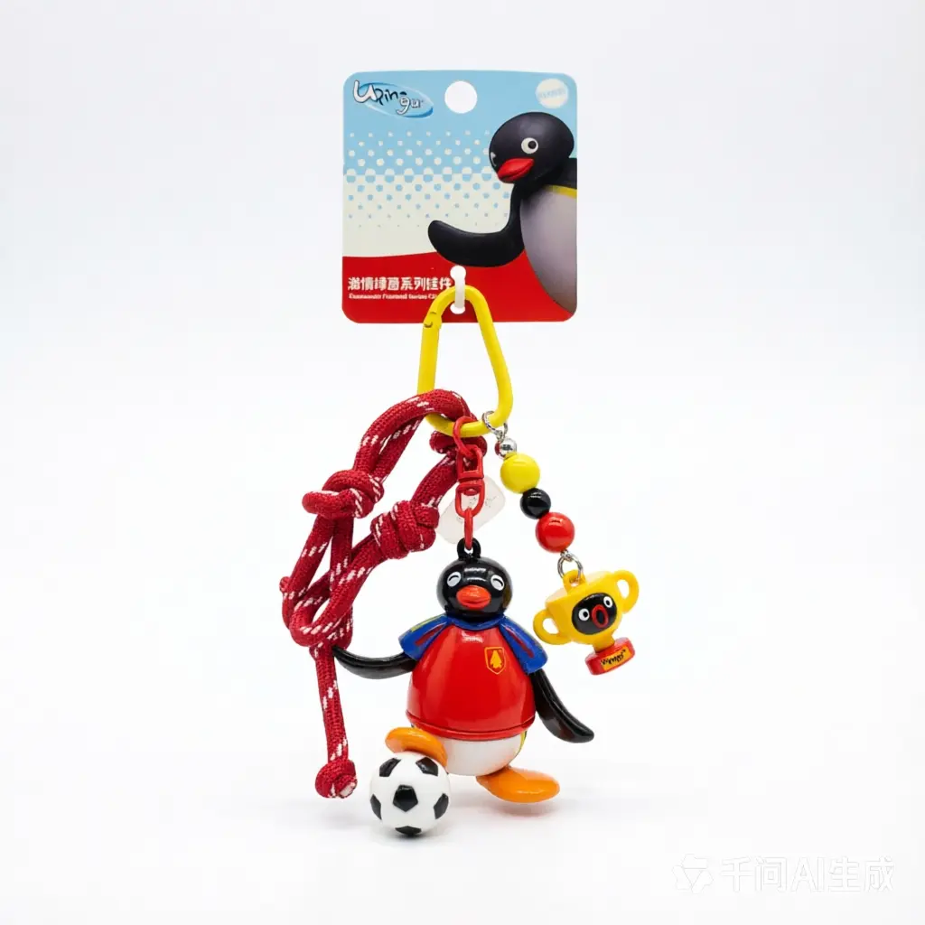 MINISO x Pingu Passion Green Series Keychain Pendant, Cute Cartoon Anime Hanging Ornament, Collectible Figure Charm for Bag, Backpack & Daily Decor, Back To School