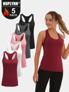 HOPLYNN   5 Pack Workout Tank Tops for Women, Athletic Racerback Sports Tank Tops, Compression Sleeveless Dry Fit Shirts Activewear