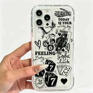 Poker Card Pattern Phone Case, Shockproof Clear Phone Protective Cover, Phone Accessory Compatible with iPhone 17/16/15/14/13/12/11 Series (Pro, Pro Max & Standard)