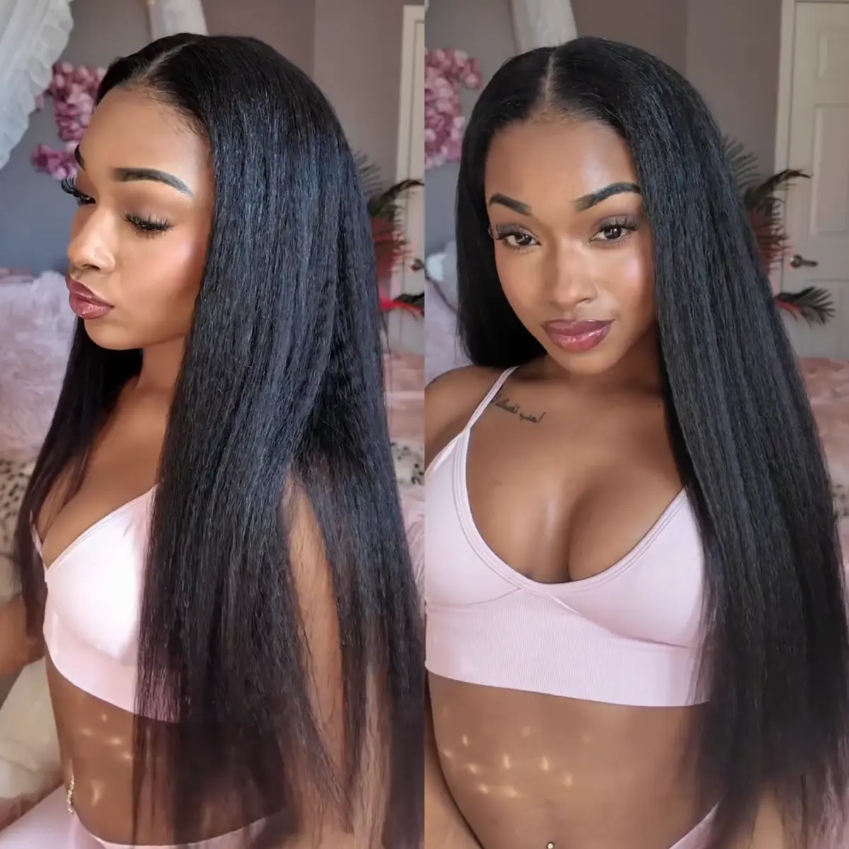 [Blend Natural]UNice Upgrade V Part Glueless Kinky Straight Human Hair Wig with Drawstring No Leave Out Beginner Friendly Easy to Install Summer Wig Tiktokshopsummersale
