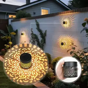 Solar Fence Light with Cutout Design, Outdoor Wall Lamp for Garden Courtyard Staircase, LED Solar Light for Various Scenes