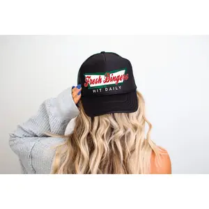 Fresh Dingers Black Unisex Foam Trucker Hat