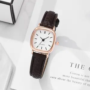 New model watch, simple and unique, retro style, suitable for students and women, quartz leather strap ladies' watch