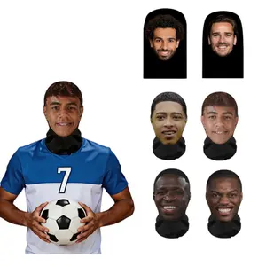 Funny Football Fan Full Face Mesh Mask, 3D Printed Player Style Headgear, Breathable Stretch Hood for Soccer Celebration, Party Costume, Festival Streetwear, Sports Fan Gift, High Visibility Cosplay Face Cover
