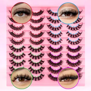 20 Pairs Cat Eye Volumized False Eyelashes, 4 Styles, Fluffy Cross Natural Realistic Curled Comfortable Lightweight, Long Tail Extension, Versatile Cat Eye Lashes, Makeup