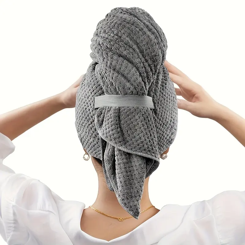 Women's Synthetic Microfiber Hair Towel Wrap Turban - Absorbent Breathable Quick Dry Hair Absorbing Bath Towel, Anti-Bacterial, Soft on Curls, Frizz Control, Lightweight Reusable Water Absorbent Bathroom Drying Alternative