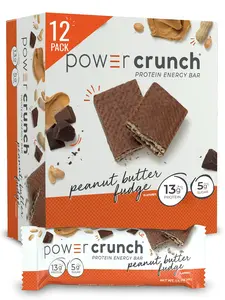 Power Crunch Protein Wafer Bars, High Protein Snacks with Delicious Taste, Peanut Butter Fudge, 1.4 Ounce (12 Count)