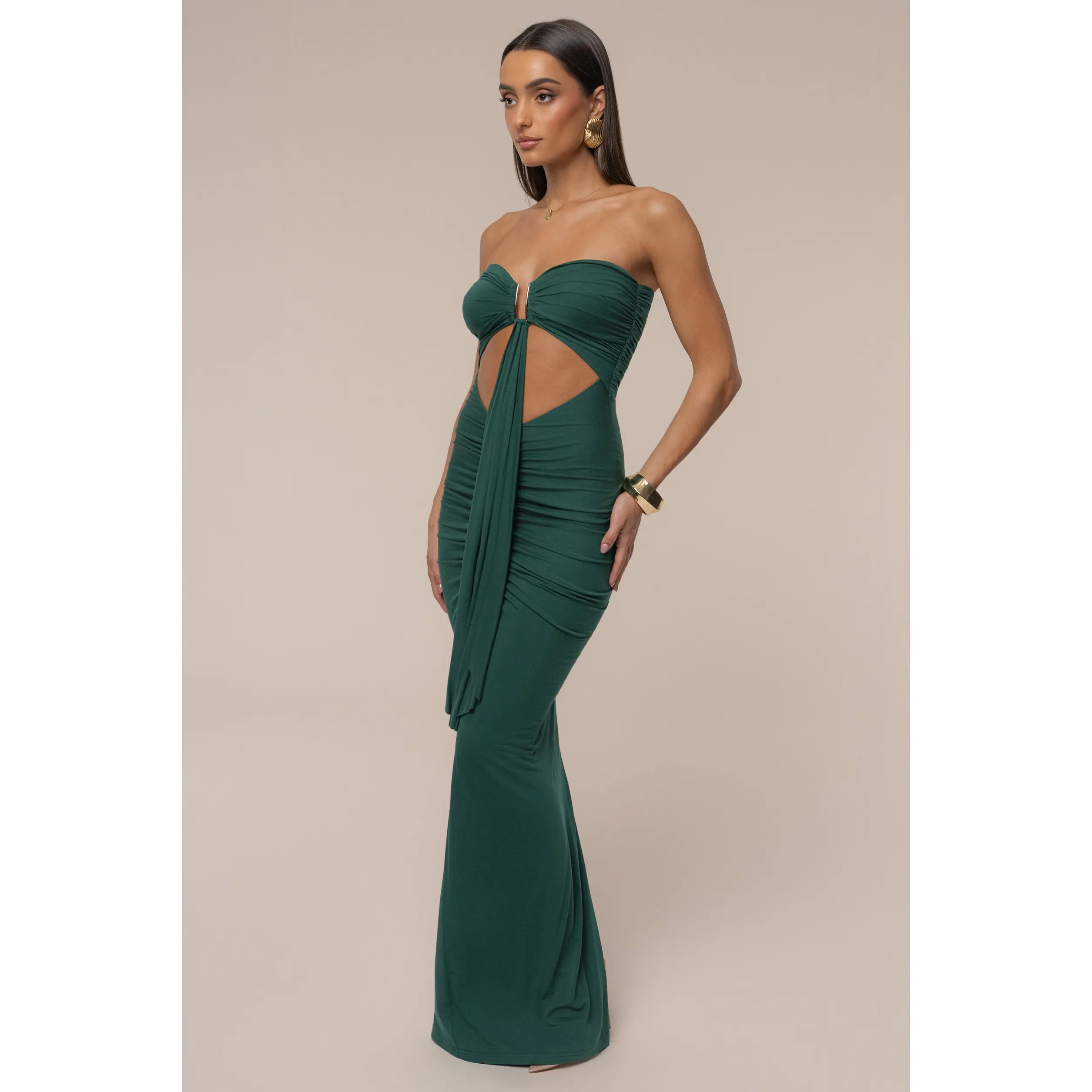 green emerald velvet dress Adina Maxi Dress