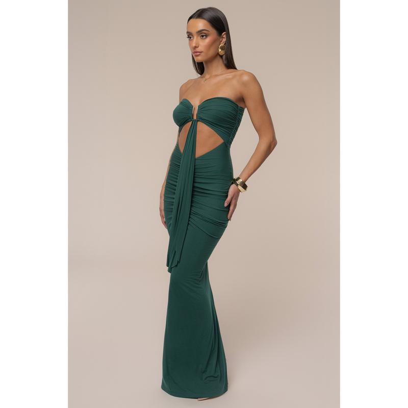 Emerald Atlantis Drape Maxi Dress