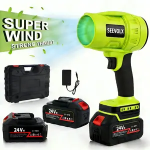 SEEVOLX Cordless Leaf Blower with 2 x 1200mAh Batteries 24Vmax Brushless Motor Violent TurboFan for Car Drying Leaf Cleanup & Snow Removal 1000G Strong Thrust