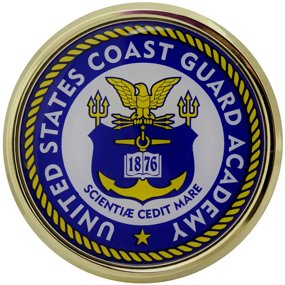 U.S. Coast Guard Academy Chrome Metal Vehicle Decal - Stick-On Car Exterior Accessory for Service Pride, Compatible with Cars
