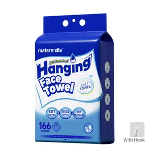 Matern'ella Hanging Face Towel 166 Counts Facial Cleansing Dry Wipes Thickened Makeup Remover Disposable Soft Face Towelettes for Sensitive Skin Fragrance Free Alcohol Free Wet and Dry Dual Use Daily Clean towel