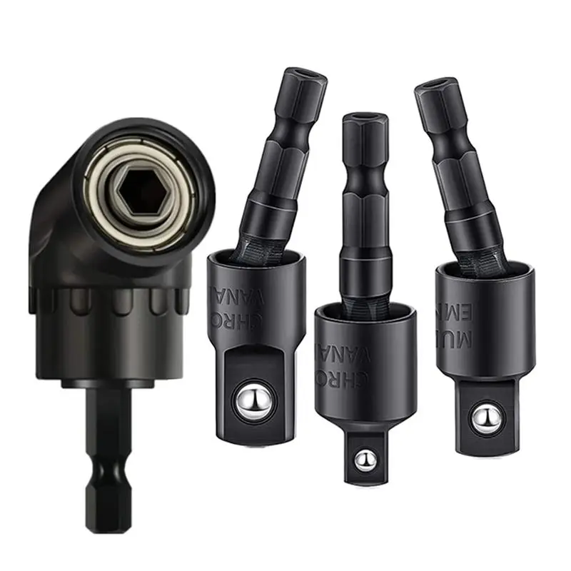 Impact Grade Sockets Adapter Set, 4 Counts Power Drill Sockets Adapter Set with 360° Rotatable Hex Shank Drill Adapters, Screwdriver Drill Bit Holder