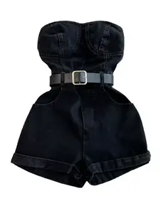 Millenial Hottie Denim Romper with Belt