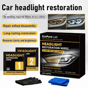 EcoPure Lab 1 Car Headlight Restoration Wipes – Repair Oxidized, Yellowed, and Cloudy Headlights, Enhance Crystal Coating Protection, Restore Headlight Clarity