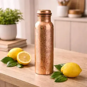 34oz Pure Copper Water Bottle - Handmade - Engraved Premimum style Gift