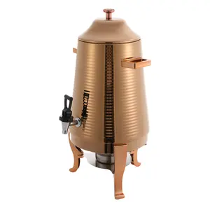 13-Liter Rose Gold Beverage Dispenser 201 Stainless Steel Solid Alcohol Heating for Home Hotel Parties Coffee Milk Tea Insulation Leak-Proof
