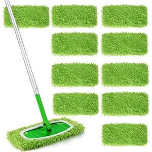 10Pack  Microfiber Mop Pads Compatible with  Sweeper-Dry Sweeping Cloths & Wet Mopping Cloths - Washable Wet Pads Refill for Mopping Floors (Mop is not Included)