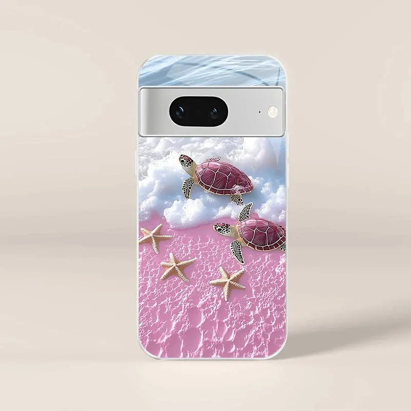 Cute tropical summer vacation phone case, clear coastal island ocean bumper for Google Pixel 7 — 975