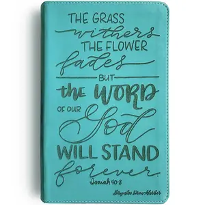 Personalized ESV Student Study Bible - Turquoise - The Word of Our God Will Stand Forever - Hand Lettered and Engraved