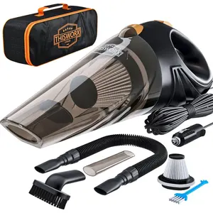 Vacuum Cleaner-Portable, High Power, Handheld Vacuums w/ 3 Attachments, 16 Ft Cord & Bag-12v, Accessories Kit For Car Interior Detailing-Black