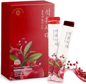 Pomegranate Collagen Stick – 20 Sticks, 0.77oz(22g) | Korean Fruit Extract, Daily Beauty Supplement, No Sugar Added, Portable On-The-Go Sticks | 석류 콜라겐 스틱