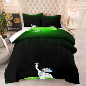 Rick and Morty Soft Bedding Sets, Soft Comfortable Durable, Includes 1 Blanket and 1 or 2 Pillowcases Without Pillows, Kids and Teens Bedroom Gift