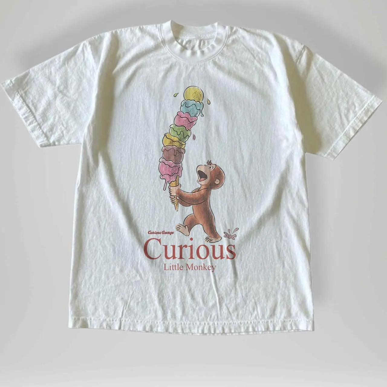 Vintage Style Curious George Little Monkey T-Shirt, Animal Tee, Cartoon Tshirt, Gifts Shirt, Unisex Vintage Graphic Tees Gothic Grunge Y2k Emo Scene Amity Affliction Style Clothes