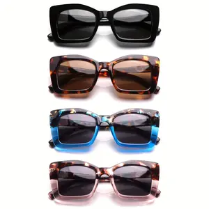 4 Pcs Square Frame Reading Glasses Fashion Tortoise Print Anti Blue Light Readers
