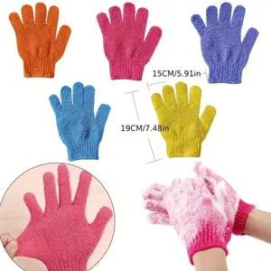 Random Colors Exfoliating Gloves Skincare Dead Skin Double Sided Body Scrub Loofah Shower Gloves Gentle Skin Exfoliator 3pcs Soft