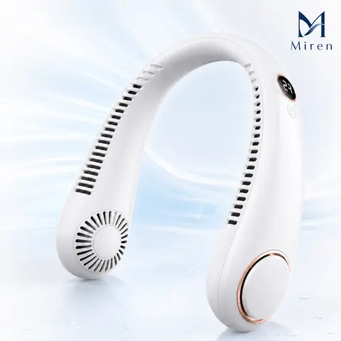 USB Rechargeable Neck Fan - Mini Portable Cordless Personal Fan Wearable, Lightweight with Digital Display, 5-Speed Control, Low-Noise, ABS+Silicone, Gym & Travel Ready, Ideal for Outdoor Sports (Home & Party Gifts)