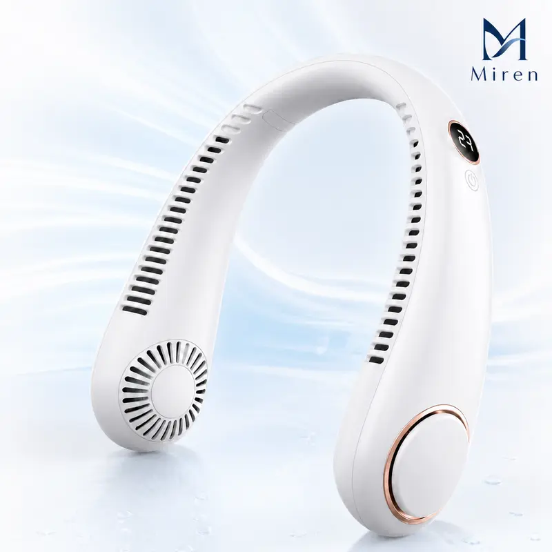 USB Rechargeable Neck Fan - Mini Portable Cordless Personal Fan Wearable, Lightweight with Digital Display, 5-Speed Control, Low-Noise, ABS+Silicone, Gym & Travel Ready, Ideal for Outdoor Sports (Home & Party Gifts)