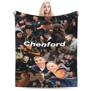 Chenford theme print super soft flannel blanket - soft and comfortable, suitable for all seasons, suitable for sofa bedroom office travel essential