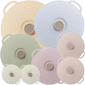 Silicone Lids for Bowl 8 Pack, Microwave Splatter Cover with 6 Sizes Reusable Heat Resistant Lids Fits Cups, Bowls, Plates, Pots, Pans, Skillets, Stove Top, Oven, Fridge Dishwasher Safe