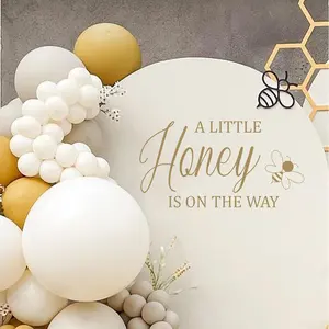 A Little Honey is on The Way  Shower Party Sign - Gender Reveal Decal for Girl or Boy - Bee Theme Vinyl Balloon Arch Decoration (Honey Decal)