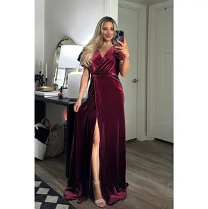 Campbell Velvet Maxi Dress: Burgundy