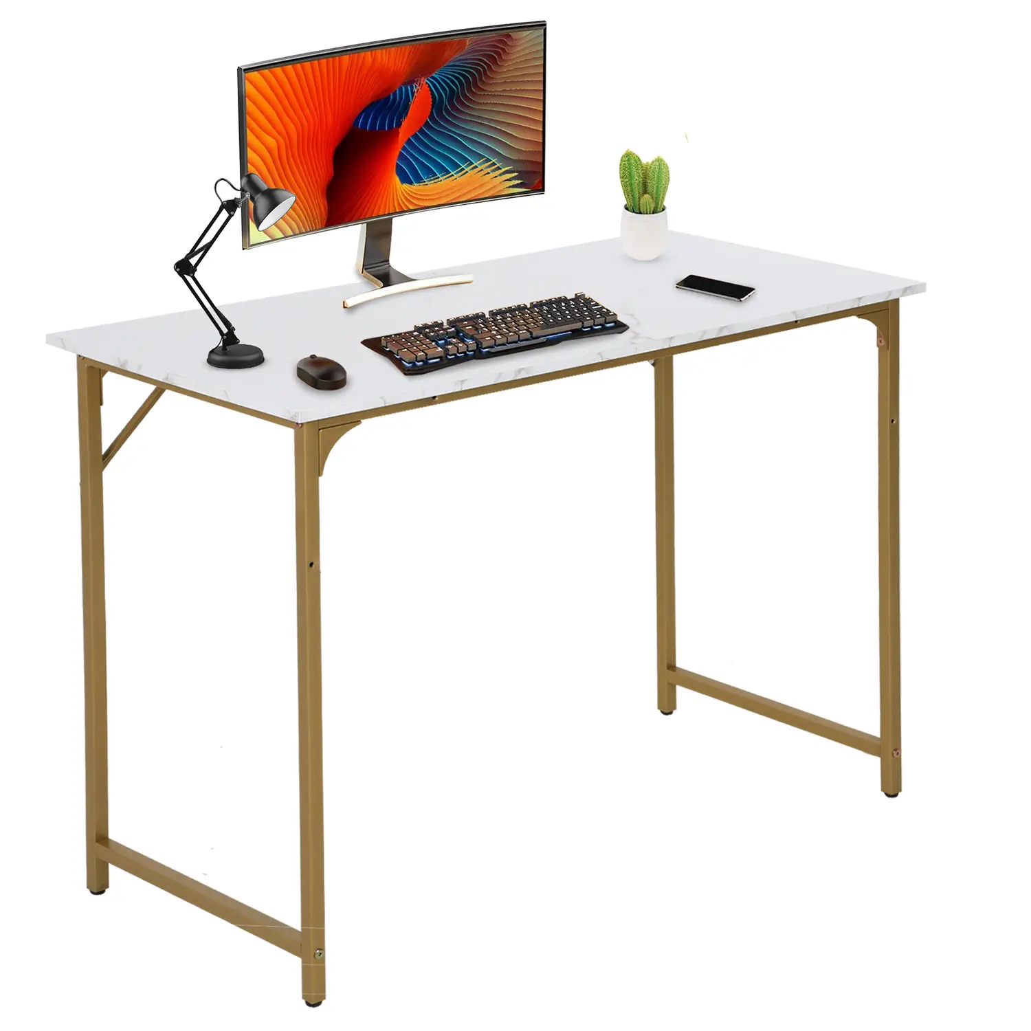47 Inch Computer Desk, Home Office Desk, Modern Work Desk, Writing Desk for Small Space, Simple Desk, PC Table, Gaming Desk, Space-Saving Workstation