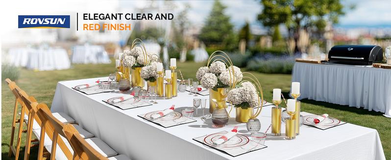 ROVSUN 400 Piece Disposable Dinnerware Set for 50 Guests, Clear Plastic Plates for Party, 50 Pre-Rolled Napkins,Silverware,Dinner & Dessert Plates,Cups,Straws for Wedding Birthday Event,TikTokShopBlackFriday ROVSUN 400 Piece Disposable Dinnerware Set for 50 Guests, Clear Plastic Plates for Party, 50 Pre-Rolled Napkins,Silverware,Dinner & Dessert Plates,Cups,Straws for Wedding Birthday Event,TikTokShopBlackFriday