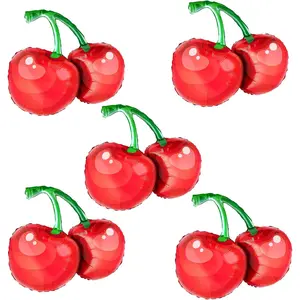 5 count 30inch red cherry balloons,Summer fruit cherry theme birthday party decorations.cherry balloon wedding  shower party decorations supplies.