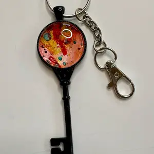 Key keychain accessory. Handpainted. One of a kind.