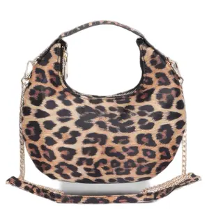 Nylon Leopard Hobo Bag - Stylish Polyurethane Leopard Print with Adjustable Strap for Casual Outings & Shopping Trips