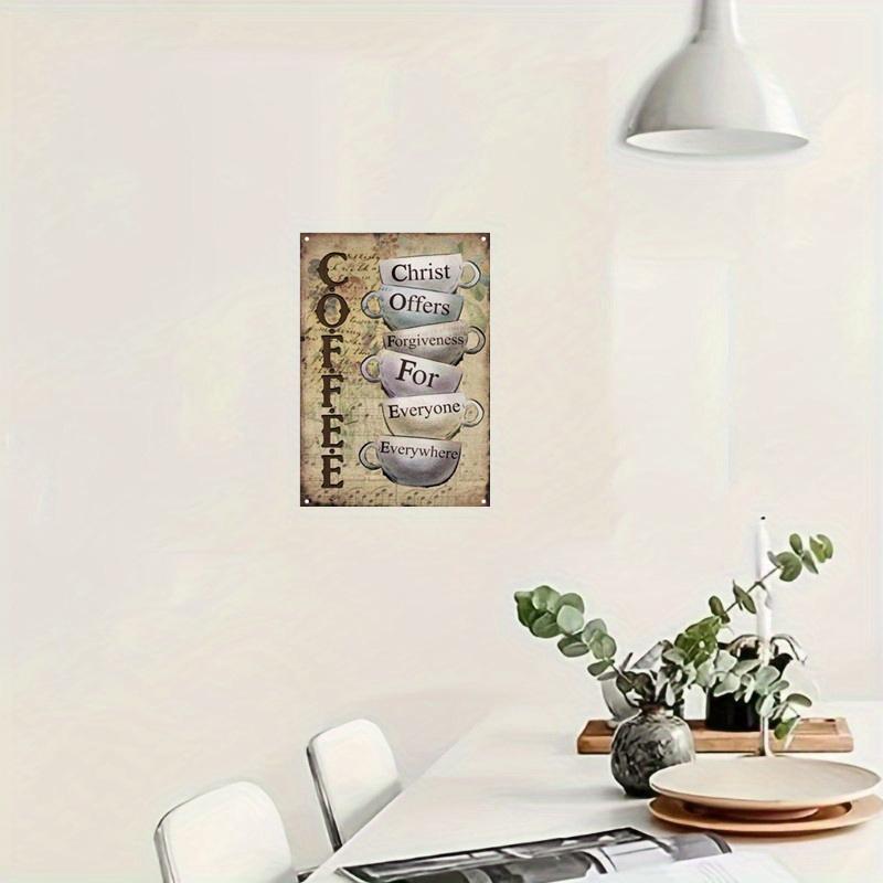 Rustic Wooden Coffee Wall Art, 5.85x7.8in, Inspirational Quote Sign, Easy to Hang, for Home & Coffee Shop Decor, Vintage Style, No Power Needed, Battery-Free