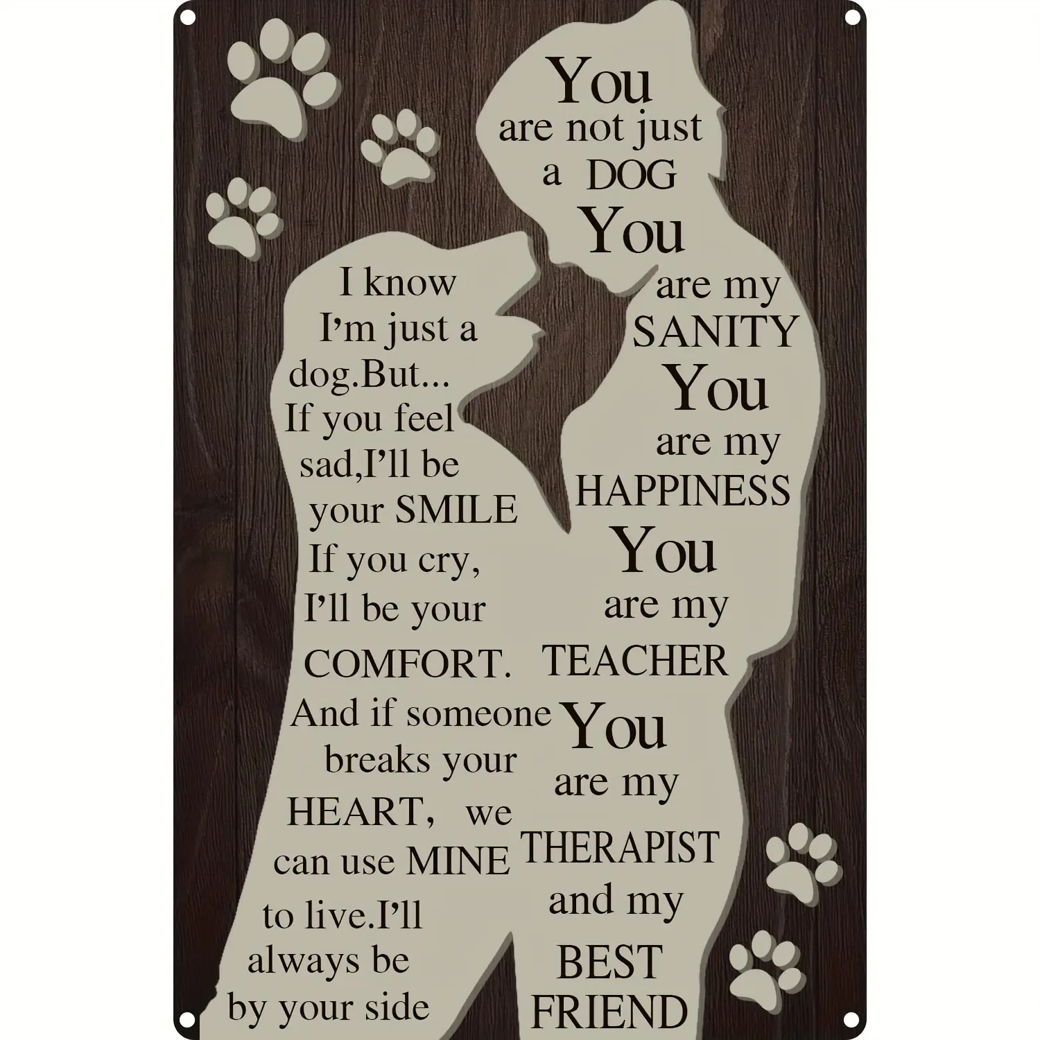 Rustic Aluminium-Stainless Steel Print Dog Lovers Metal Tin Sign, 8x12in Vintage Wooden Design with Sentimental Quotes, Pet-Friendly Home Wall Decor, Pre-Drilled Holes for Easy Hanging, Ideal Owner Gift
