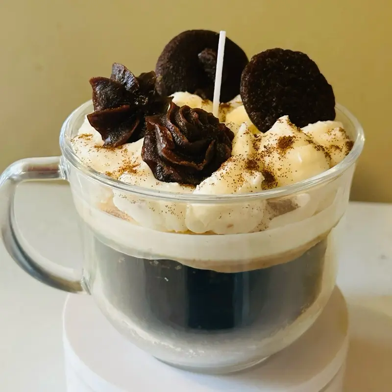 Express Coffee Cookie Whip Candle with Rich Creamy Texture and Chocolate Cookie Accents