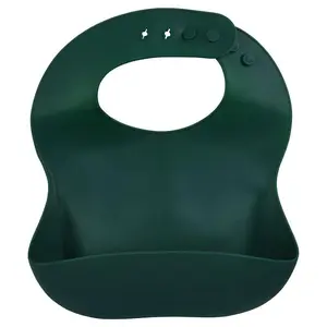 Three Little Tots Forest Green Silicone Bib with Crumb Catcher