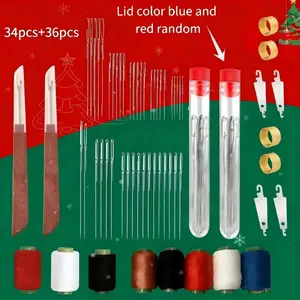 34PCS Large Eye Steel Needle Set - Long and Thin Hand Quilting and Sewing Needle Kit, Multiple Color Options, Suitable for DIY Sewing Projects