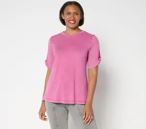 LOGO Principles by Lori Goldstein Elbow Twist Detail Knit Top