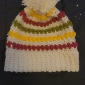Customized Crochet Hat with Colorful Stripes and Soft Texture