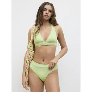 Cider Texture V-neck Halter Cheeky Bikini Set