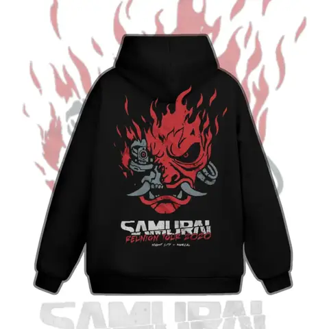 Men's Samurai Reunion Tour 2-Sided Graphic Pullover Hoodie - Soft, Casual, Fashion Menswear, Round Neck, Fitted Long Sleeve, Anime Cyberpunk Band, Flame, Attack Titan, Polka Dot Design, New Year, Thanksgiving Gift (Men's Hoodies)